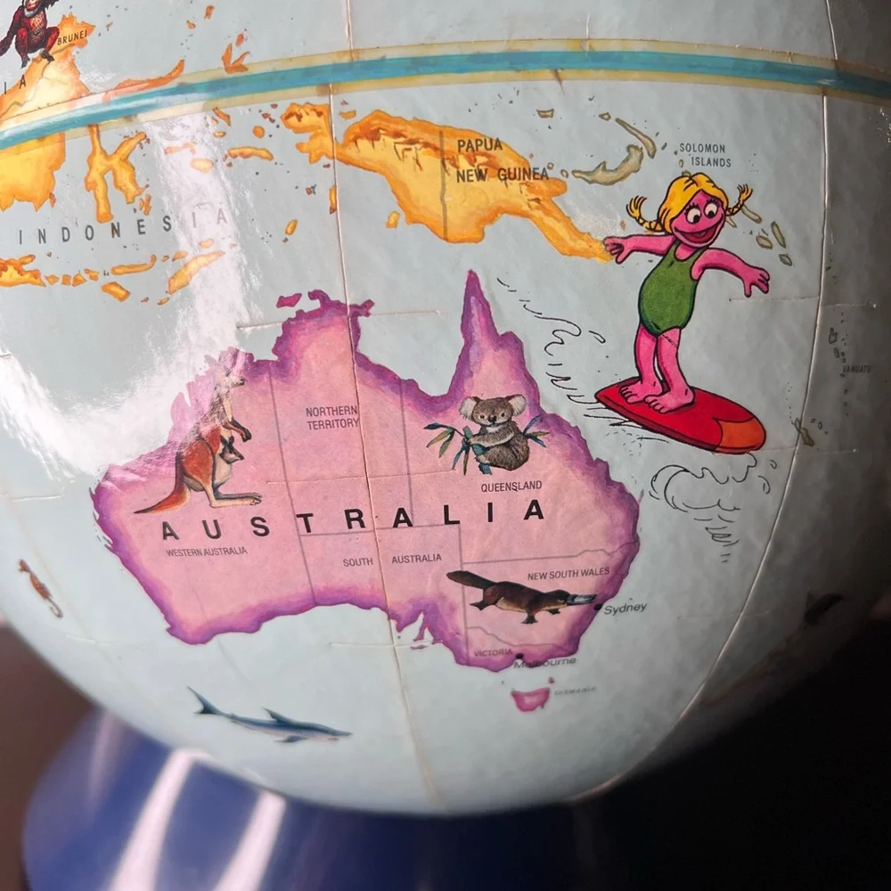 Vintage 1985 Sesame Street World Globe Rand McNally Muppets Educational Globe US